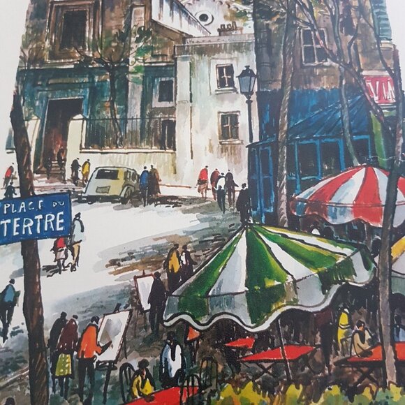 Paris Place du Tertre Unframed Painting Signed Raphael Beautiful - Picture 4 of 9